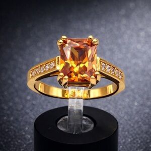Gold Plated Ring with Simulated Gem Stone